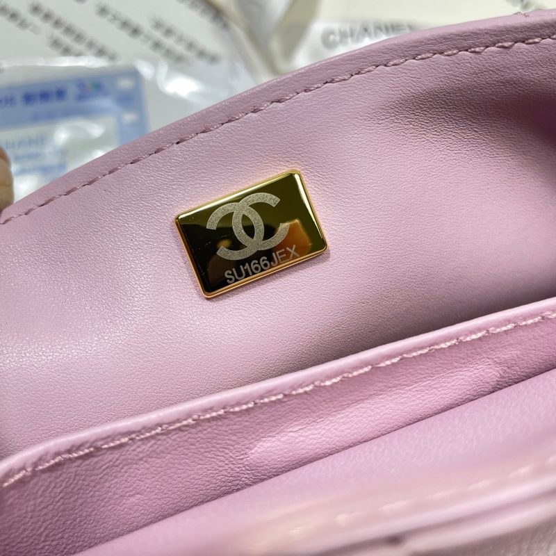 CC 25P Mini Flap Bag 20cm Top Handle Pink Calfskin Gold Hardware