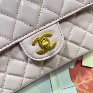 CC 25P Medium Flap Bag 25cm Top Handle Pink Calfskin Gold Hardware