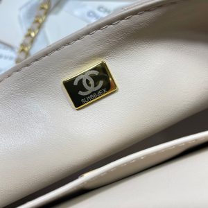 CC 25P Medium Flap Bag 25cm Top Handle Beige Calfskin Gold Hardware