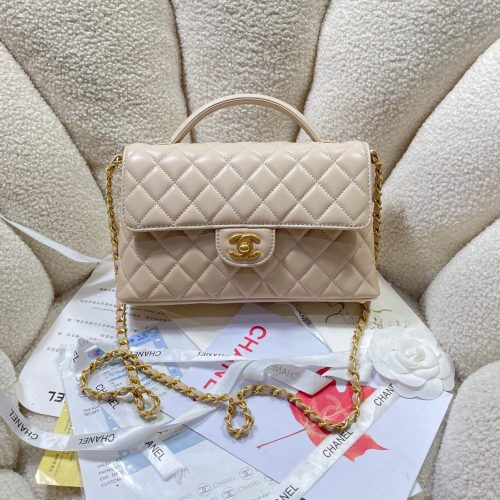 img_0a644df0_20250310_i1741580296623_5992_0_0_jpg CC 25P Medium Flap Bag 25cm Top Handle Beige Calfskin Gold Hardware