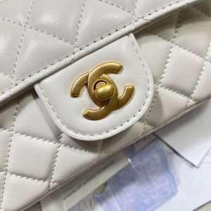 CC 25P Mini Flap Bag 22cm Top Handle Cream Calfskin Gold Hardware