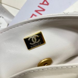 CC 25P Mini Flap Bag 22cm Top Handle Cream Calfskin Gold Hardware