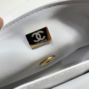 CC 25P Mini Flap Bag 22cm Top Handle Grey Calfskin Gold Hardware