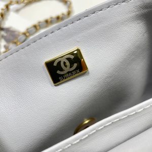 CC 25P Medium Flap Bag 25cm Top Handle Grey Calfskin Gold Hardware