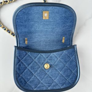 CC SMALL 20 CROSSBODY BAG IN LIGHT BLUE DENIM DIP AND GOLD METALLIC