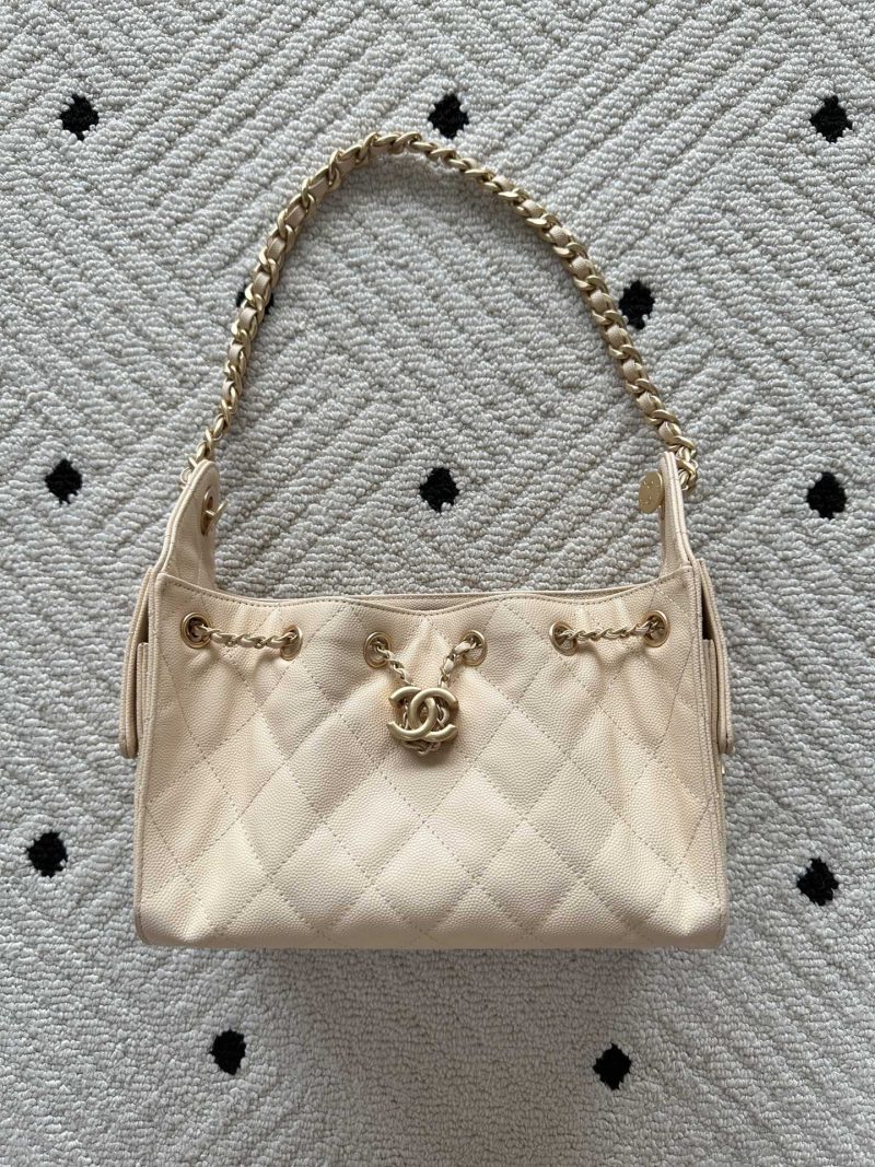 Chanel 25 Hobo Bag 22cm Beige Calfskin 286181