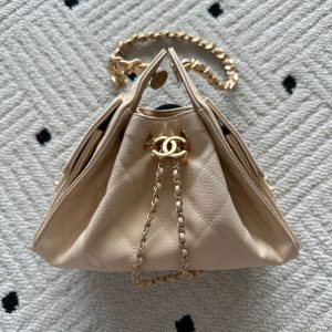 Chanel 25 Hobo Bag 22cm Beige Calfskin 286181