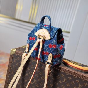 LV X TM VENICE NM Backpack Blue Cherry Denim Cowhide 256276