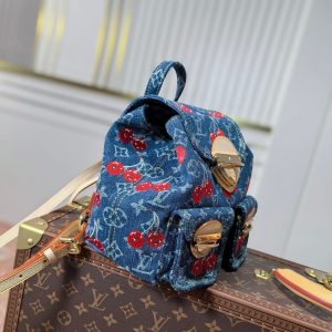 LV X TM VENICE NM Backpack Blue Cherry Denim Cowhide 256276