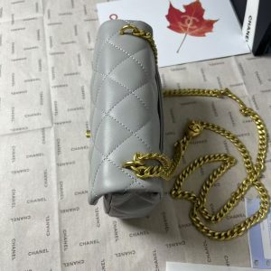 25C Mini Flap 19cm Grey Lambskin Gold Heart Hardware