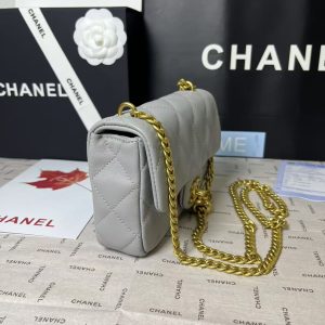 25C Mini Flap 19cm Grey Lambskin Gold Heart Hardware