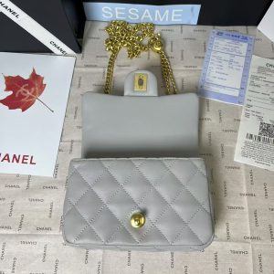 25C Mini Flap 19cm Grey Lambskin Gold Heart Hardware