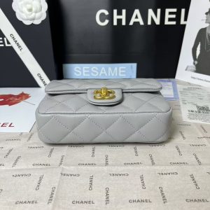 25C Mini Flap 19cm Grey Lambskin Gold Heart Hardware