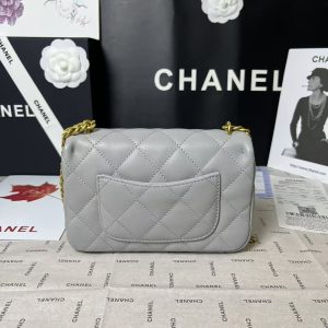 25C Mini Flap 19cm Grey Lambskin Gold Heart Hardware