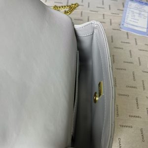 25C Mini Flap 19cm Grey Lambskin Gold Heart Hardware