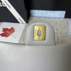 25C Mini Flap 19cm Grey Lambskin Gold Heart Hardware