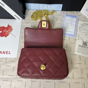25C Mini Flap 19cm Burgundy Lambskin Gold Heart Hardware