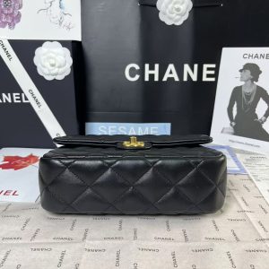 25C Mini Flap 24cm Black Lambskin Gold Heart Hardware