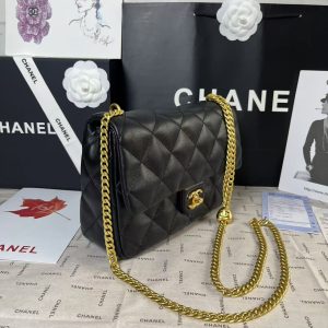 25C Mini Flap 24cm Black Lambskin Gold Heart Hardware