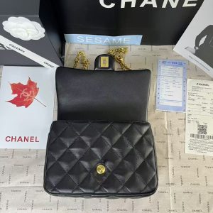 25C Mini Flap 24cm Black Lambskin Gold Heart Hardware