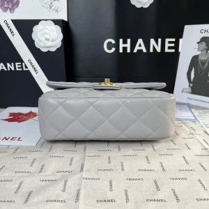 25C Mini Flap 24cm Grey Lambskin Gold Heart Hardware