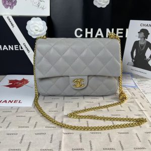 25C Mini Flap 24cm Grey Lambskin Gold Heart Hardware