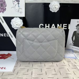 25C Mini Flap 24cm Grey Lambskin Gold Heart Hardware
