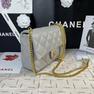 25C Mini Flap 24cm Grey Lambskin Gold Heart Hardware