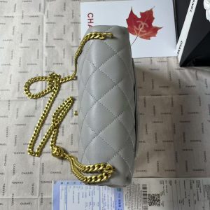 25C Mini Flap 24cm Grey Lambskin Gold Heart Hardware