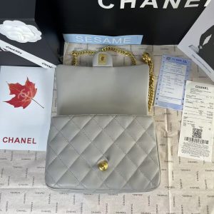 25C Mini Flap 24cm Grey Lambskin Gold Heart Hardware