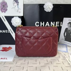 25C Mini Flap 24cm Burgundy Lambskin Gold Heart Hardware