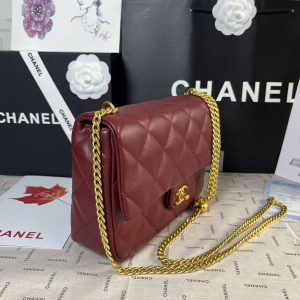 25C Mini Flap 24cm Burgundy Lambskin Gold Heart Hardware