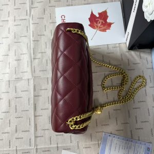 25C Mini Flap 24cm Burgundy Lambskin Gold Heart Hardware
