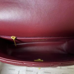 25C Mini Flap 24cm Burgundy Lambskin Gold Heart Hardware
