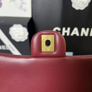 25C Mini Flap 24cm Burgundy Lambskin Gold Heart Hardware