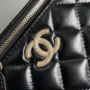 CC Vanity Case Pearl 17cm Black Lambskin Gold hardware