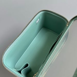 CC Vanity Case Pearl 17cm Aqua Blue Lambskin Gold hardware