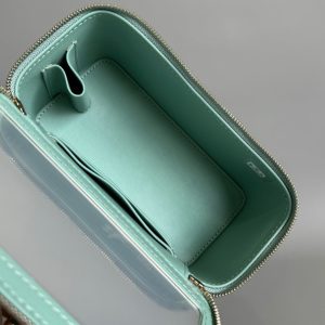 CC Vanity Case Pearl 17cm Aqua Blue Lambskin Gold hardware