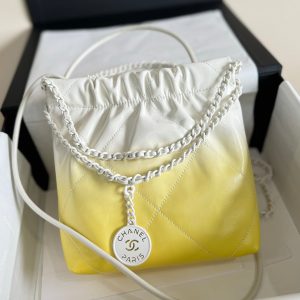 CC HOBO MINI 20CM YELLOW WHITE LAMBSKIN