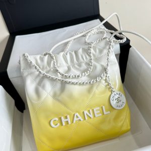 CC HOBO MINI 20CM YELLOW WHITE LAMBSKIN