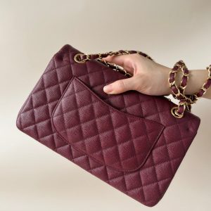 flap bag medium 25 burgundy caviar gold hardware