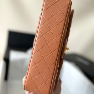 flap bag medium 25 brown lambskin gold hardware