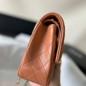 flap bag medium 25 brown lambskin gold hardware