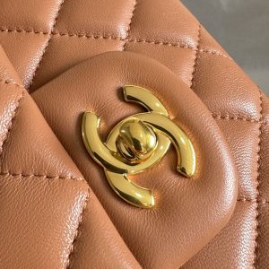 flap bag medium 25 brown lambskin gold hardware