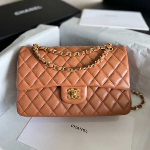 flap bag medium 25 brown lambskin gold hardware