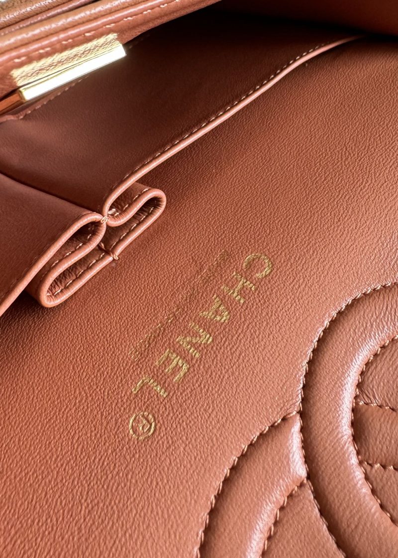 flap bag medium 25 brown lambskin gold hardware