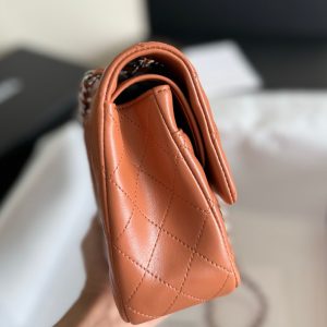 flap bag medium 25 brown lambskin silver hardware