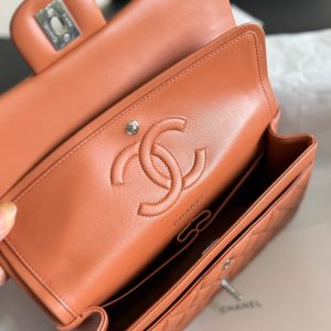 flap bag medium 25 brown lambskin silver hardware