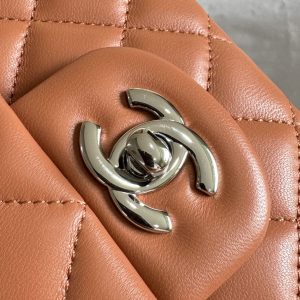 flap bag medium 25 brown lambskin silver hardware