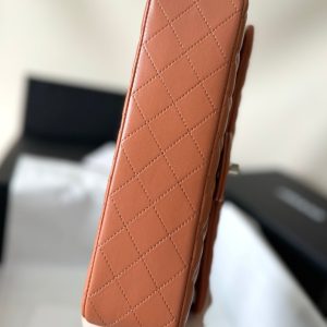 flap bag medium 25 brown lambskin silver hardware